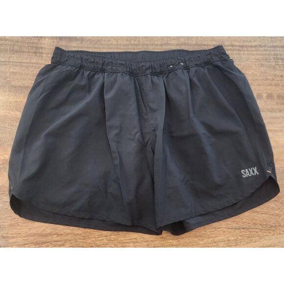SAXX Shorts Mens XL Black Hightail 2N1 5 Inch Running Lined BallPark Pouch Pro - Picture 1 of 11